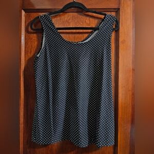 Chico's Stretchy Black & White Polka Dot Camisole Sleeveless Top Size 2 Large